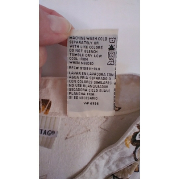 Linen blend button up shirt tropical Aztec shirt - Picture 8 of 8